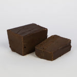 A quarter pound portion of Lucky Duck Fudge's Classic Dark Chocolate Brownie fudge.