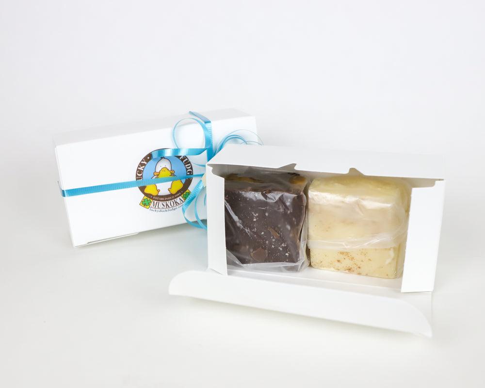 
            
                Load image into Gallery viewer, Small box of fudge by Lucky Duck Fudge in Bala, Ontario, in the Muskokas.
            
        